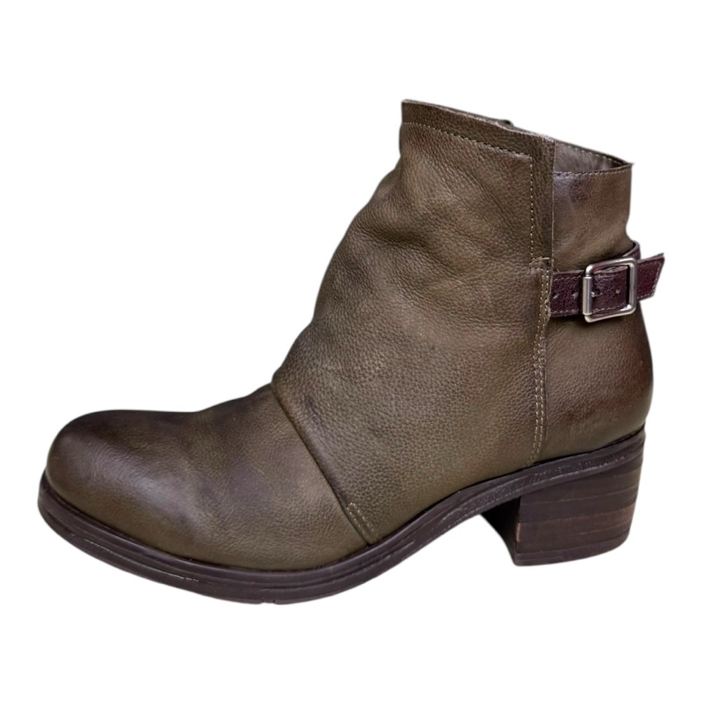 Miz Mooz Khaki Ankle Booties with Buckle